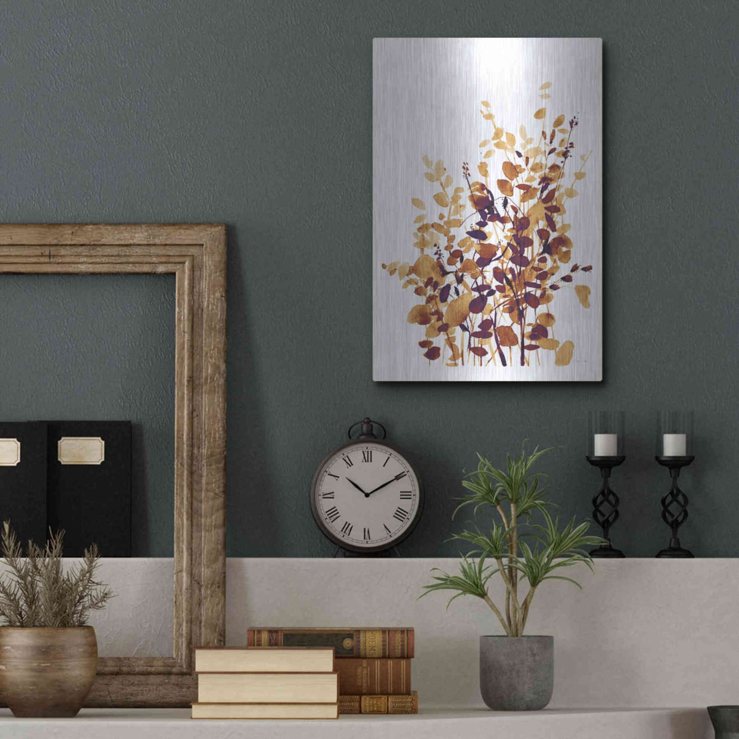 Luxe Metal Art 'Brown Botanicals' by Katrina Pete, Metal Wall Art,12x16