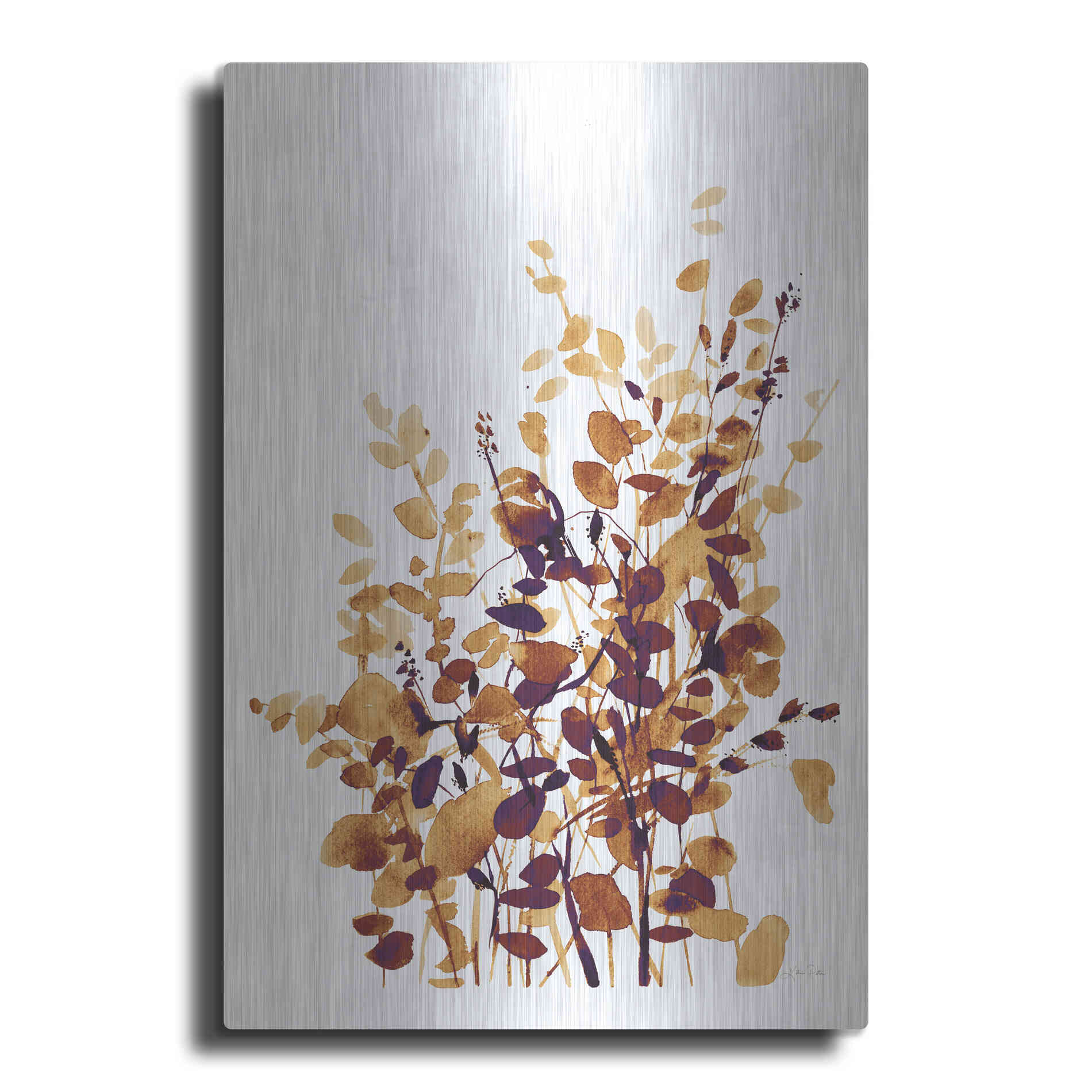 Luxe Metal Art 'Brown Botanicals' by Katrina Pete, Metal Wall Art