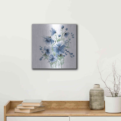 Luxe Metal Art 'Secret Garden Bouquet I Blue' by Katrina Pete, Metal Wall Art,12x12