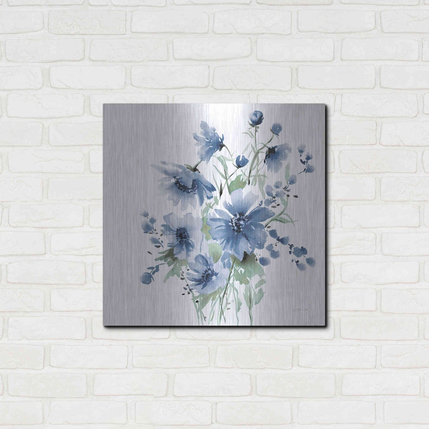 Luxe Metal Art 'Secret Garden Bouquet I Blue' by Katrina Pete, Metal Wall Art,24x24