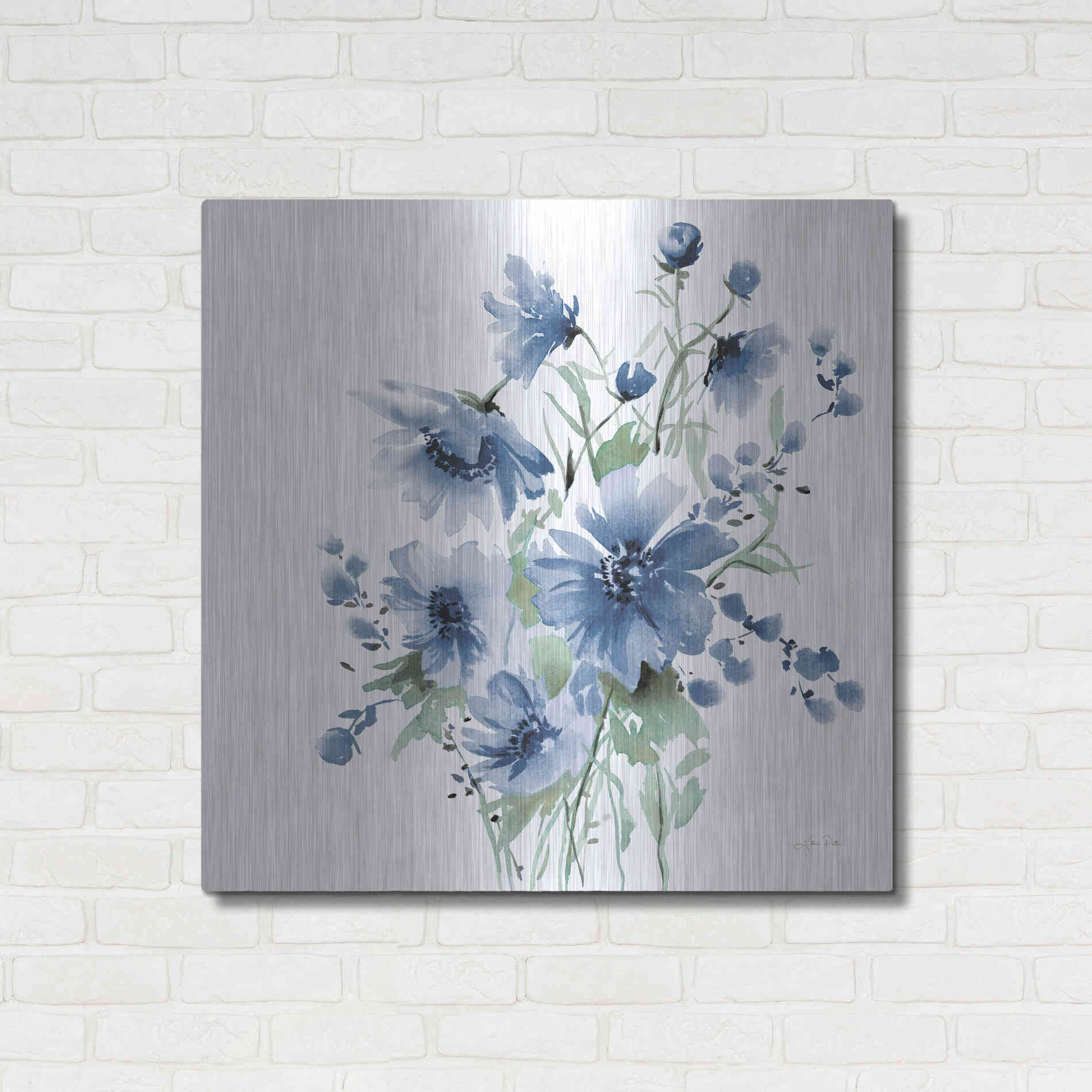 Luxe Metal Art 'Secret Garden Bouquet I Blue' by Katrina Pete, Metal Wall Art,36x36