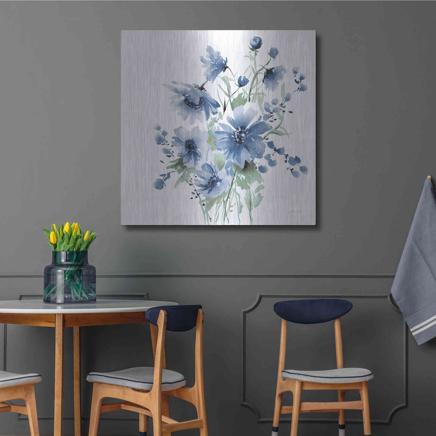 Luxe Metal Art 'Secret Garden Bouquet I Blue' by Katrina Pete, Metal Wall Art,36x36