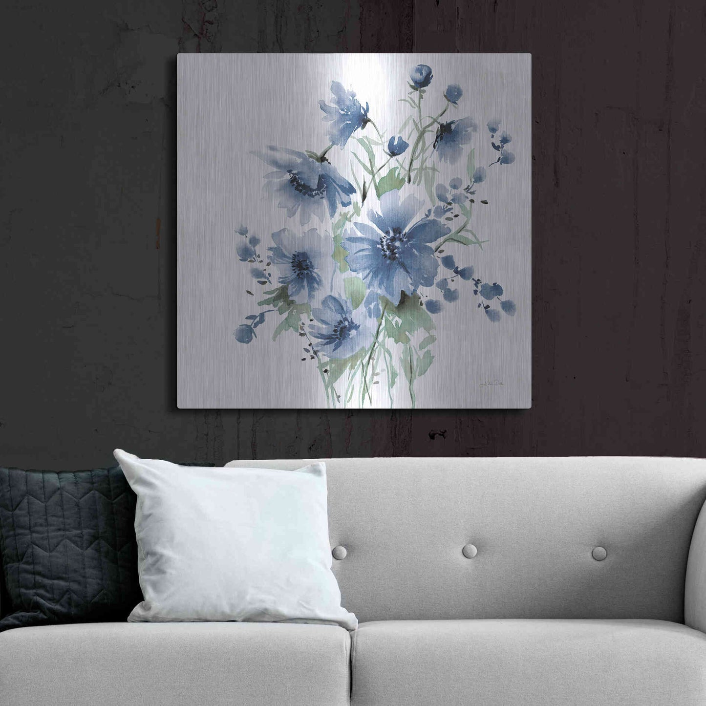 Luxe Metal Art 'Secret Garden Bouquet I Blue' by Katrina Pete, Metal Wall Art,36x36