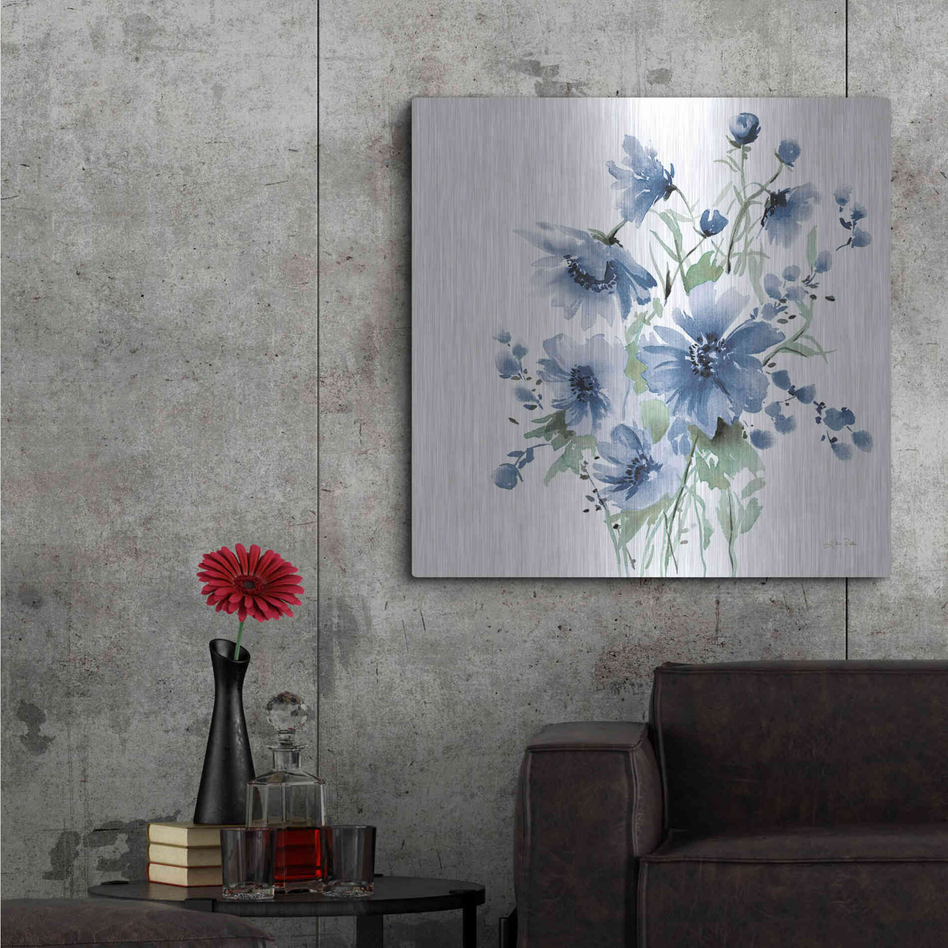 Luxe Metal Art 'Secret Garden Bouquet I Blue' by Katrina Pete, Metal Wall Art,36x36