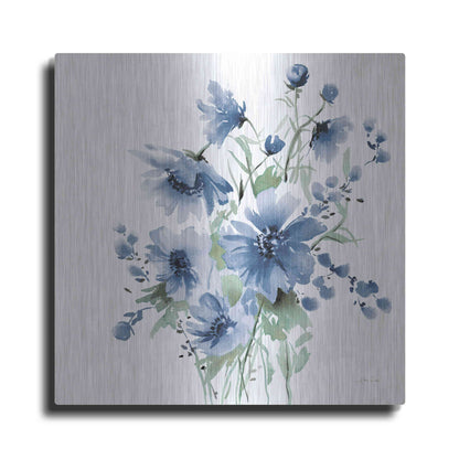 Luxe Metal Art 'Secret Garden Bouquet I Blue' by Katrina Pete, Metal Wall Art