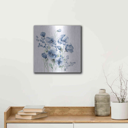 Luxe Metal Art 'Secret Garden Bouquet II Blue' by Katrina Pete, Metal Wall Art,12x12