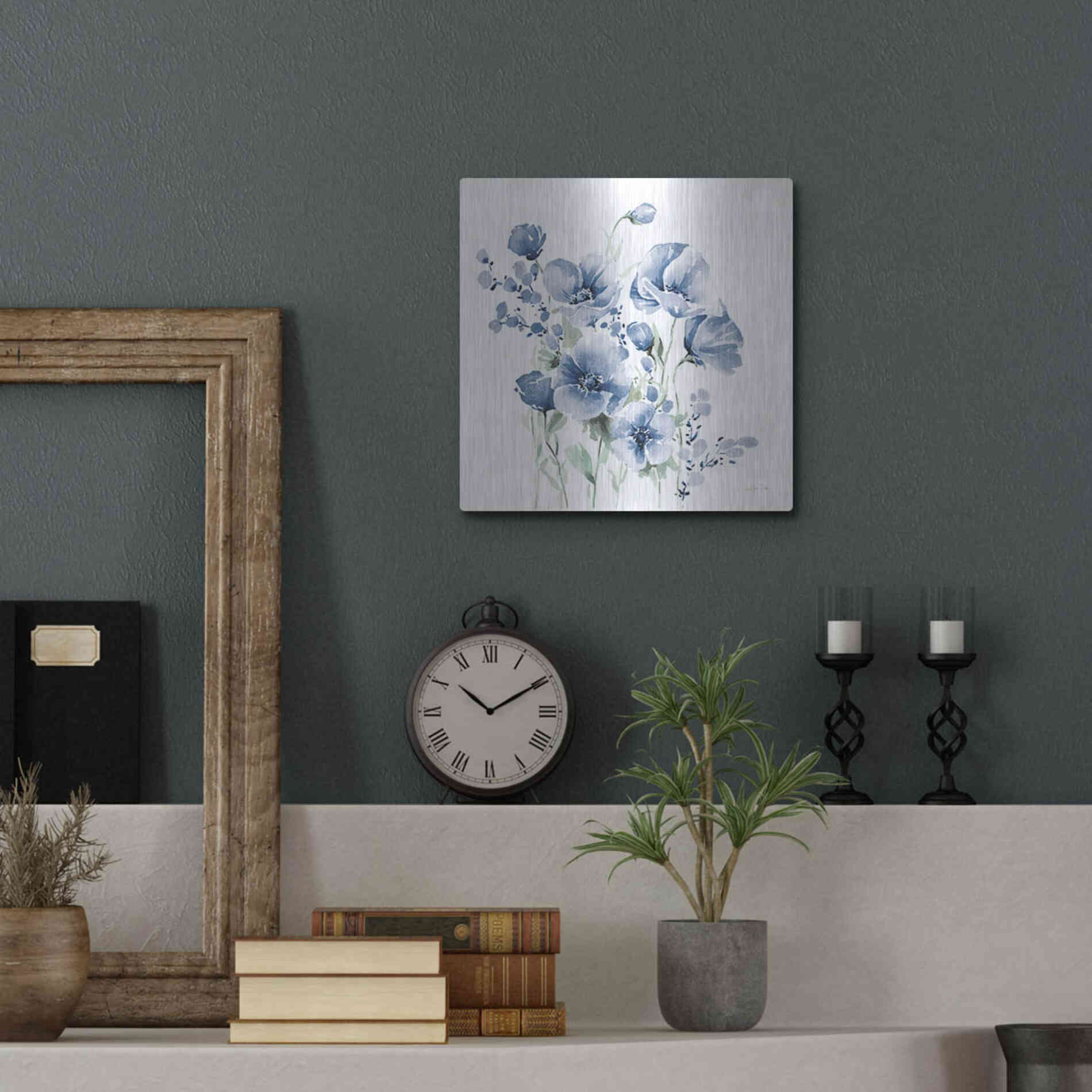 Luxe Metal Art 'Secret Garden Bouquet II Blue' by Katrina Pete, Metal Wall Art,12x12