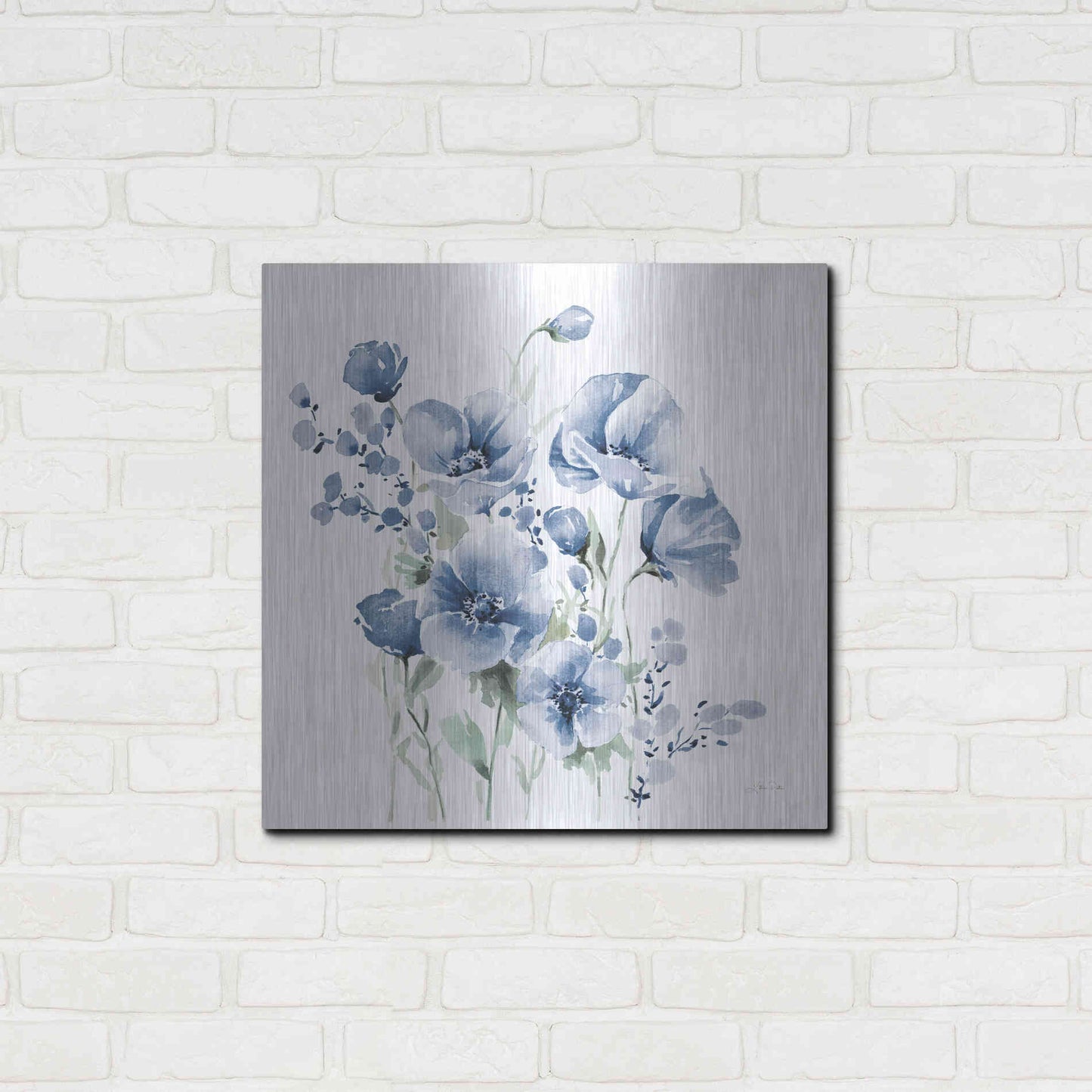 Luxe Metal Art 'Secret Garden Bouquet II Blue' by Katrina Pete, Metal Wall Art,24x24