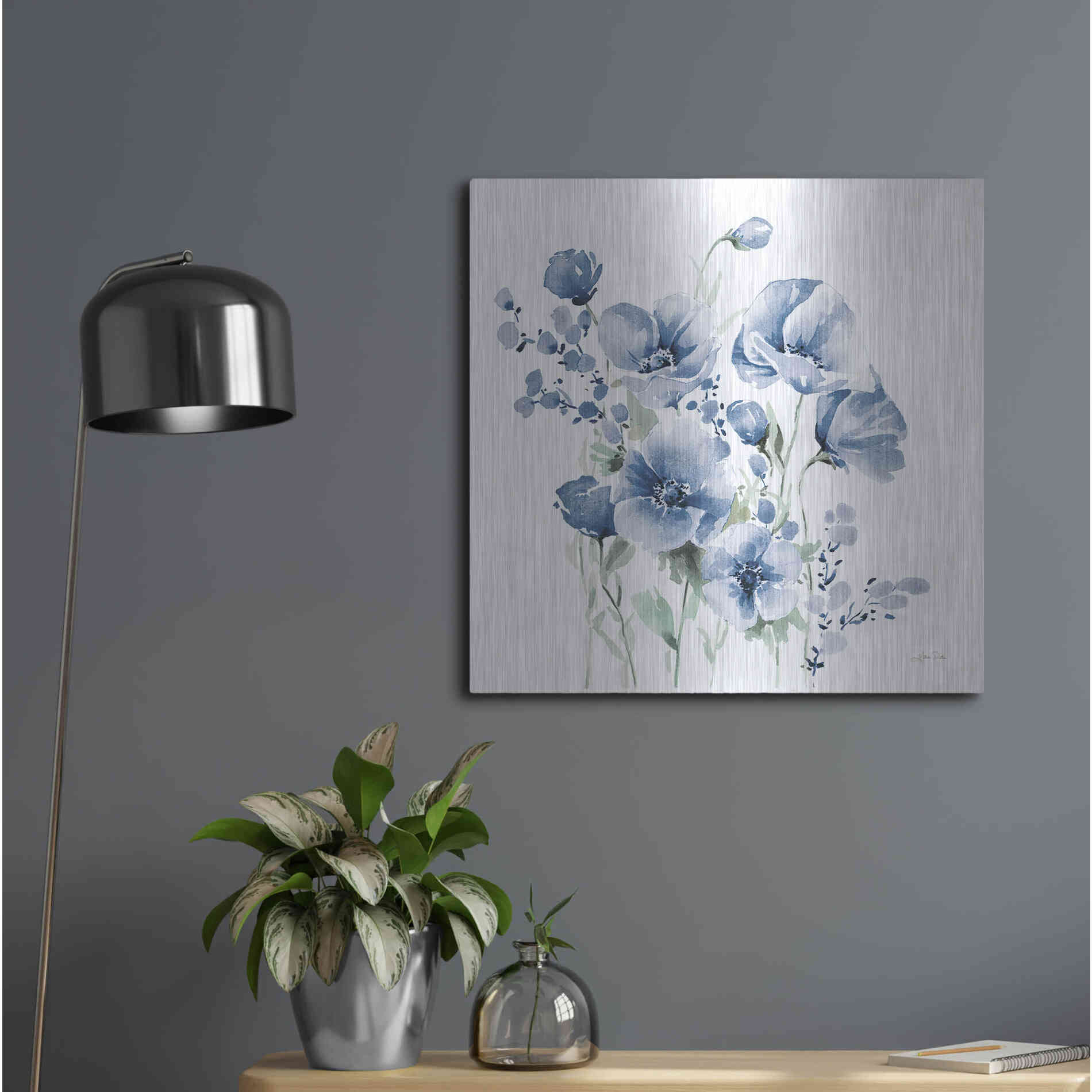 Luxe Metal Art 'Secret Garden Bouquet II Blue' by Katrina Pete, Metal Wall Art,24x24