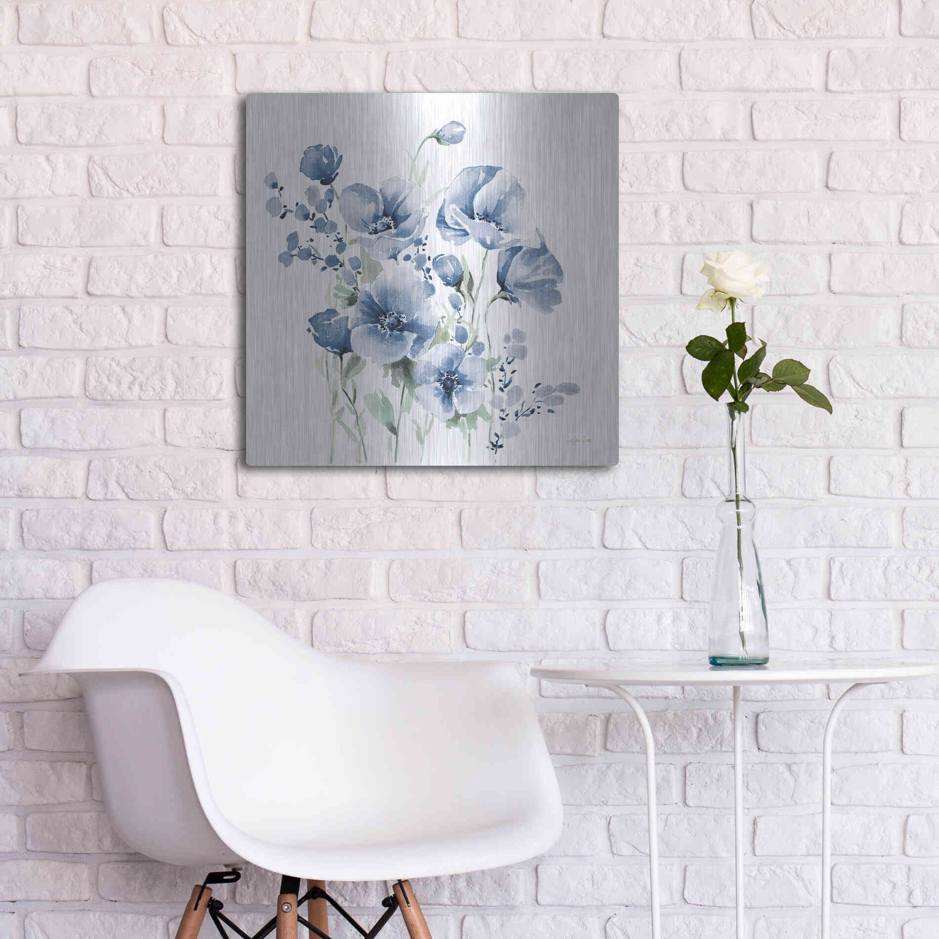 Luxe Metal Art 'Secret Garden Bouquet II Blue' by Katrina Pete, Metal Wall Art,24x24