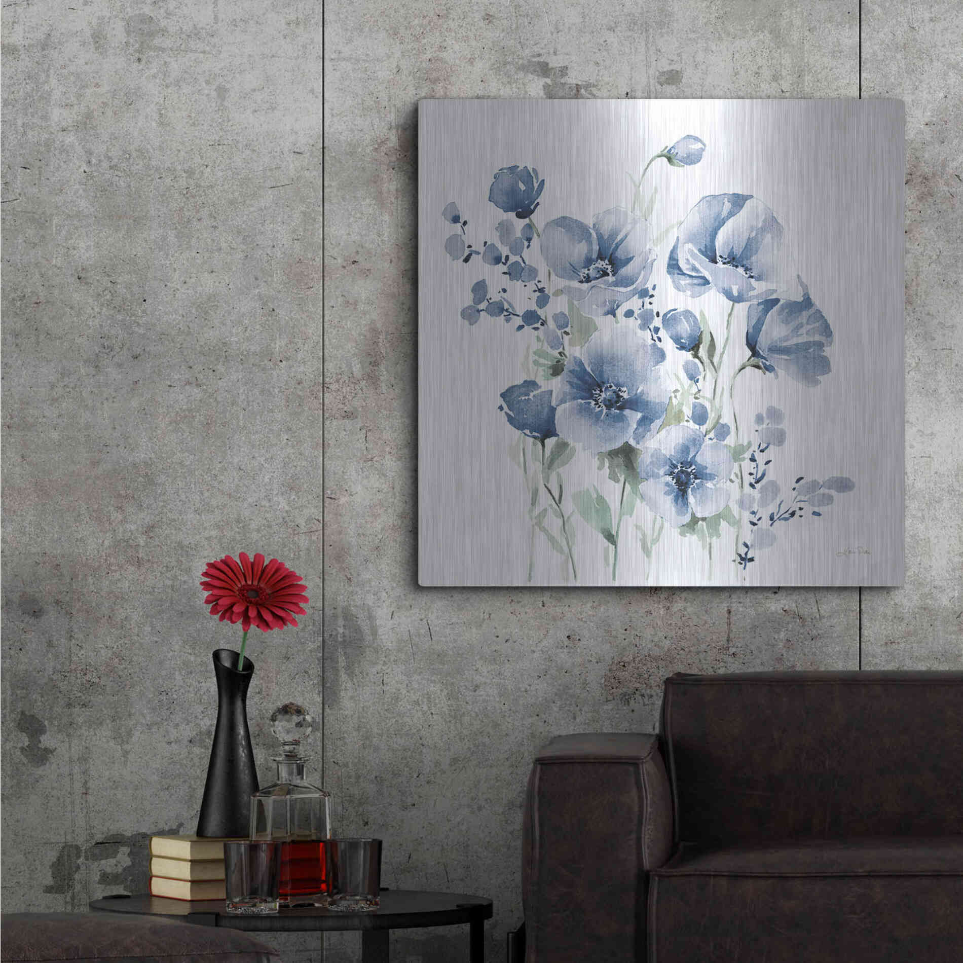 Luxe Metal Art 'Secret Garden Bouquet II Blue' by Katrina Pete, Metal Wall Art,36x36