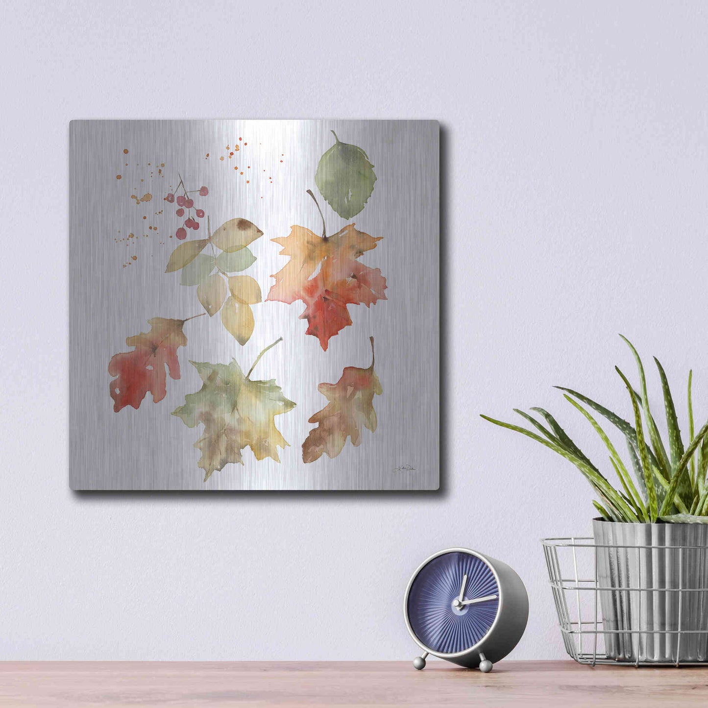 Luxe Metal Art 'Falling Leaves II' by Katrina Pete, Metal Wall Art,12x12