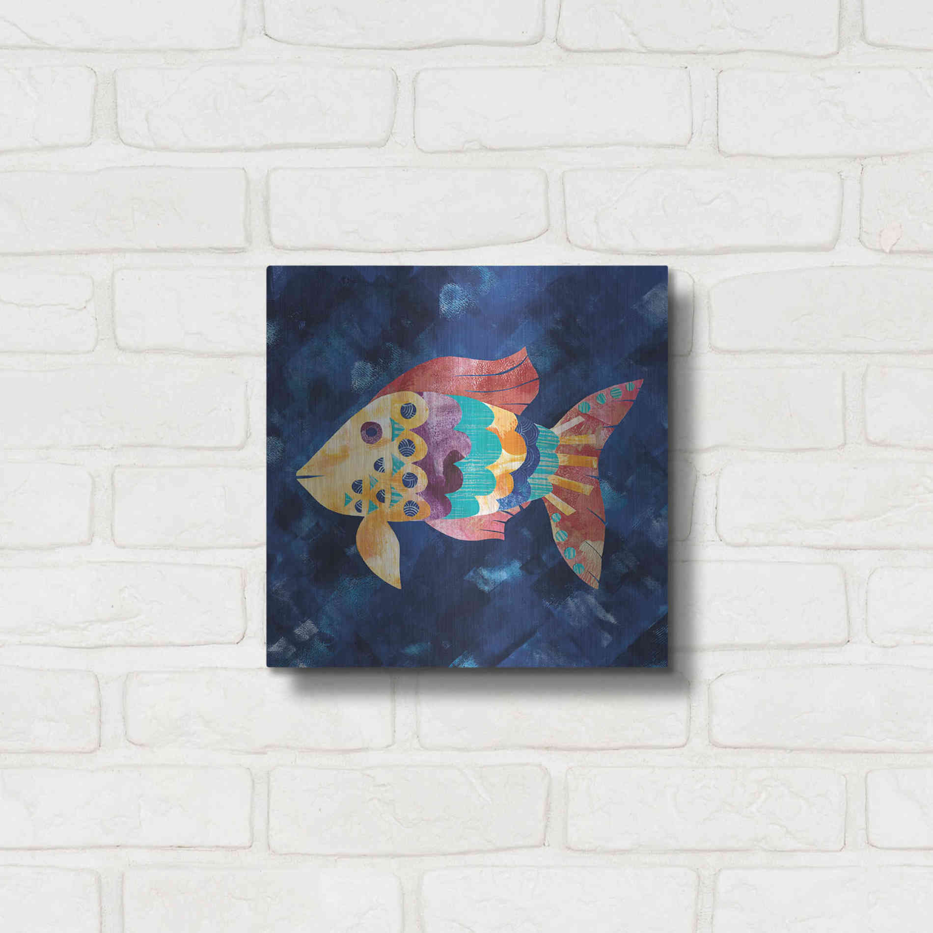 Luxe Metal Art 'Boho Reef VI' by Wild Apple Portfolio, Metal Wall Art,12x12