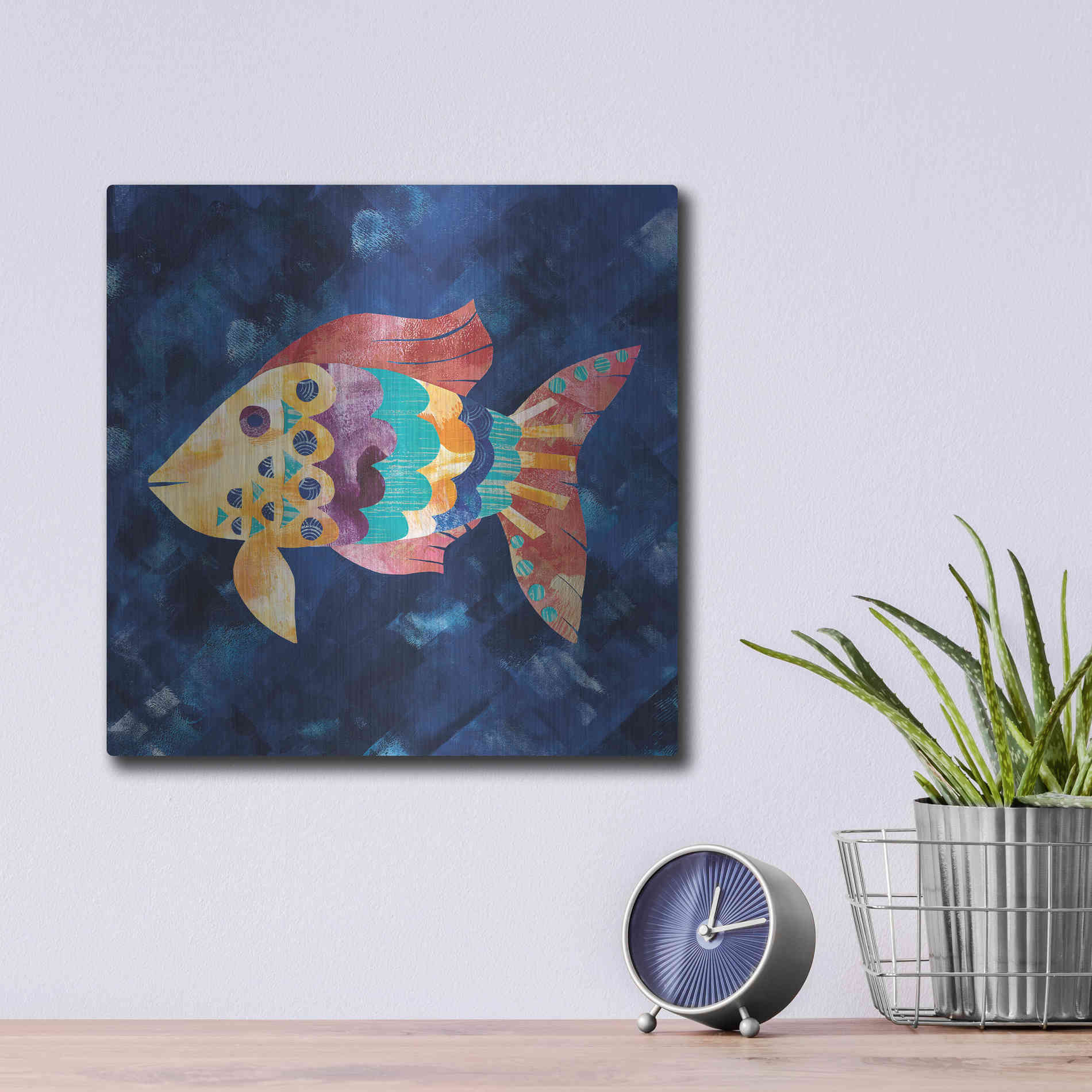 Luxe Metal Art 'Boho Reef VI' by Wild Apple Portfolio, Metal Wall Art,12x12