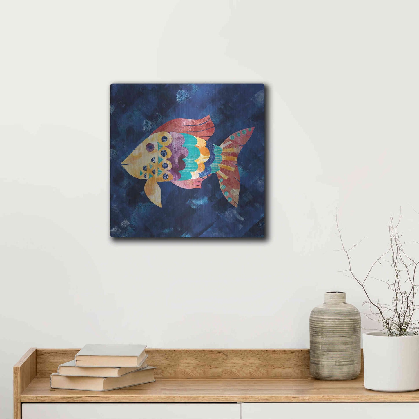 Luxe Metal Art 'Boho Reef VI' by Wild Apple Portfolio, Metal Wall Art,12x12