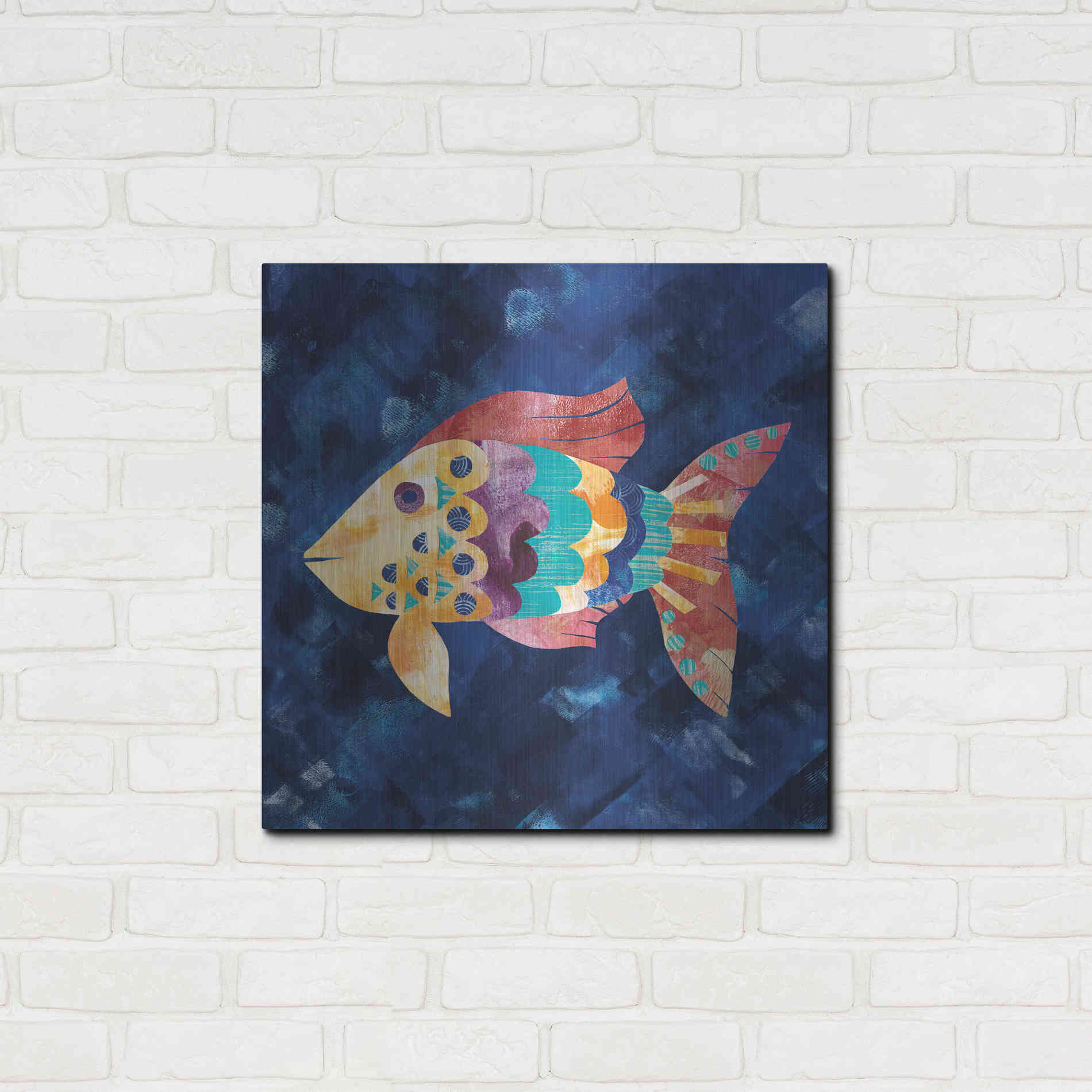 Luxe Metal Art 'Boho Reef VI' by Wild Apple Portfolio, Metal Wall Art,24x24