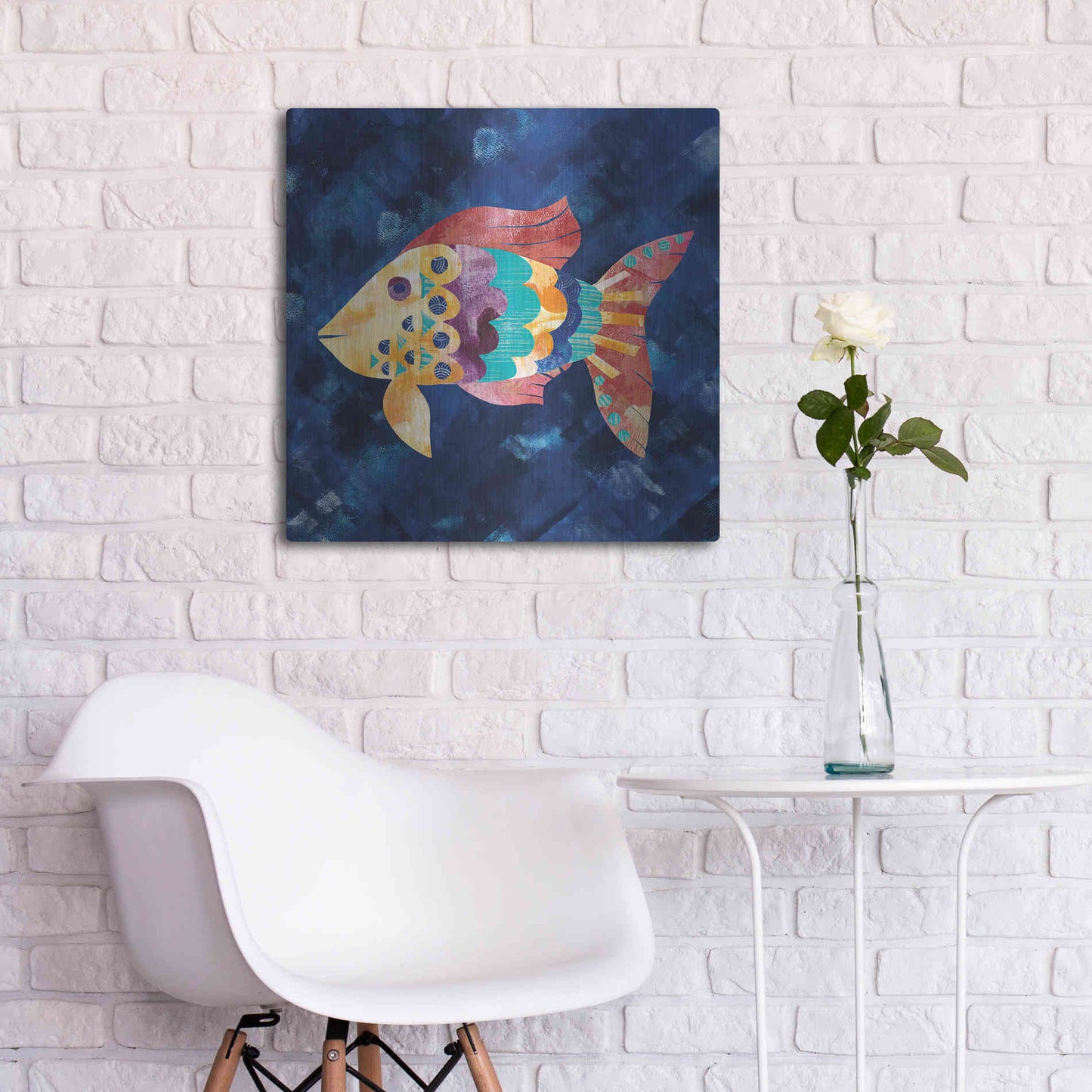 Luxe Metal Art 'Boho Reef VI' by Wild Apple Portfolio, Metal Wall Art,24x24