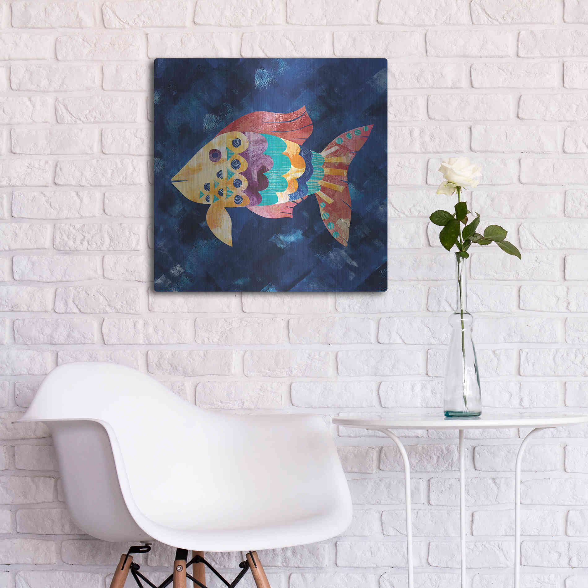 Luxe Metal Art 'Boho Reef VI' by Wild Apple Portfolio, Metal Wall Art,24x24