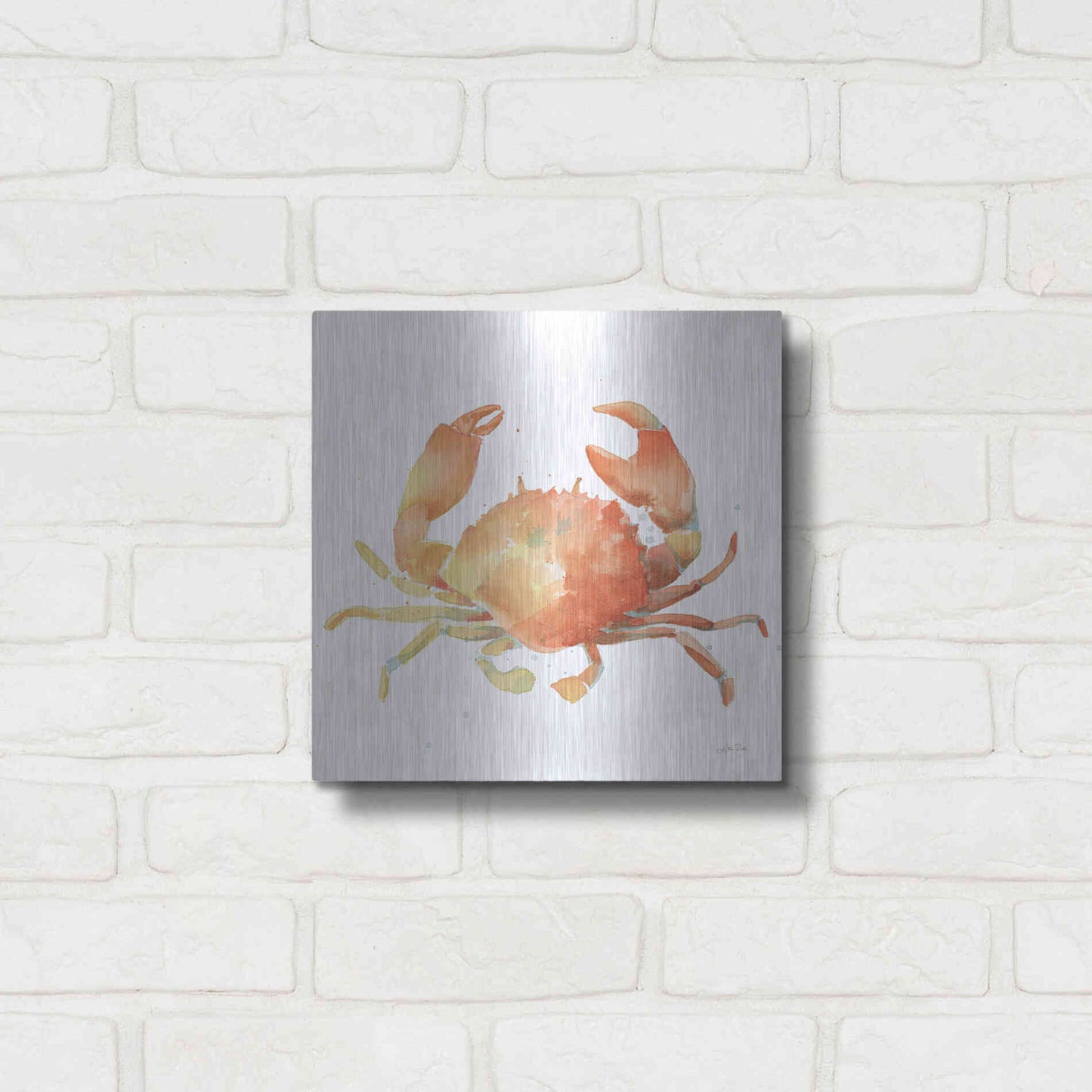 Luxe Metal Art 'Summertime Crab' by Katrina Pete, Metal Wall Art,12x12