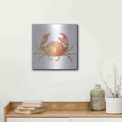 Luxe Metal Art 'Summertime Crab' by Katrina Pete, Metal Wall Art,12x12