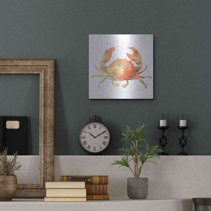 Luxe Metal Art 'Summertime Crab' by Katrina Pete, Metal Wall Art,12x12