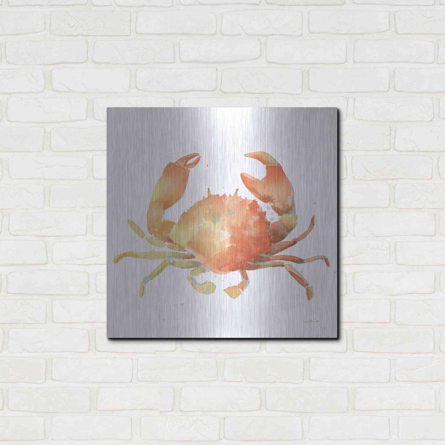 Luxe Metal Art 'Summertime Crab' by Katrina Pete, Metal Wall Art,24x24