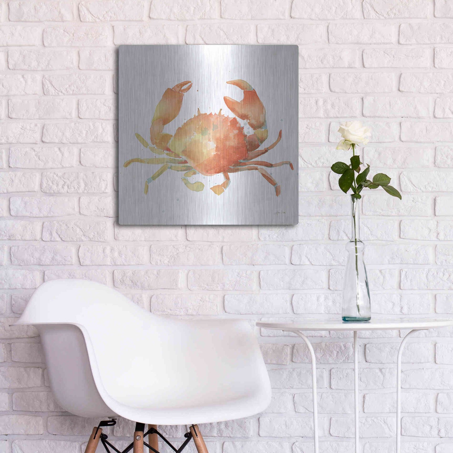 Luxe Metal Art 'Summertime Crab' by Katrina Pete, Metal Wall Art,24x24