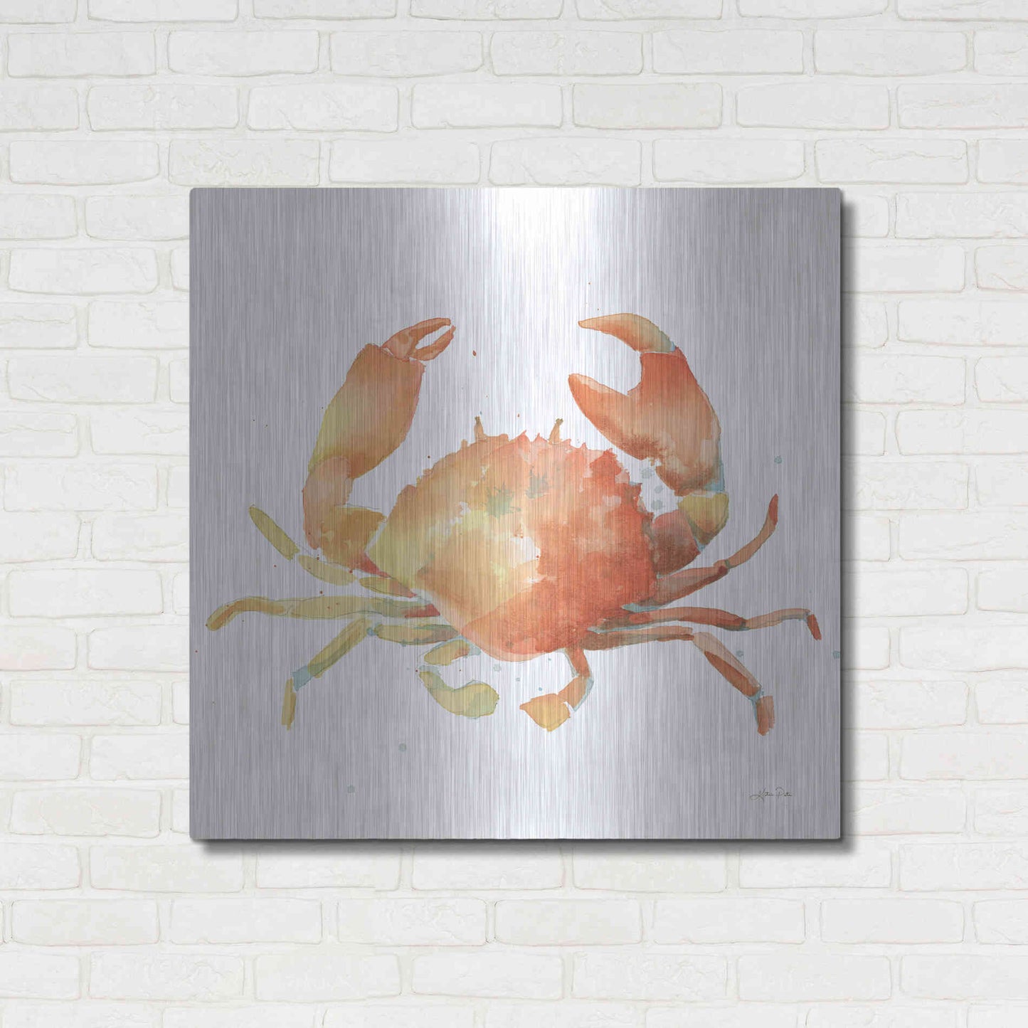 Luxe Metal Art 'Summertime Crab' by Katrina Pete, Metal Wall Art,36x36