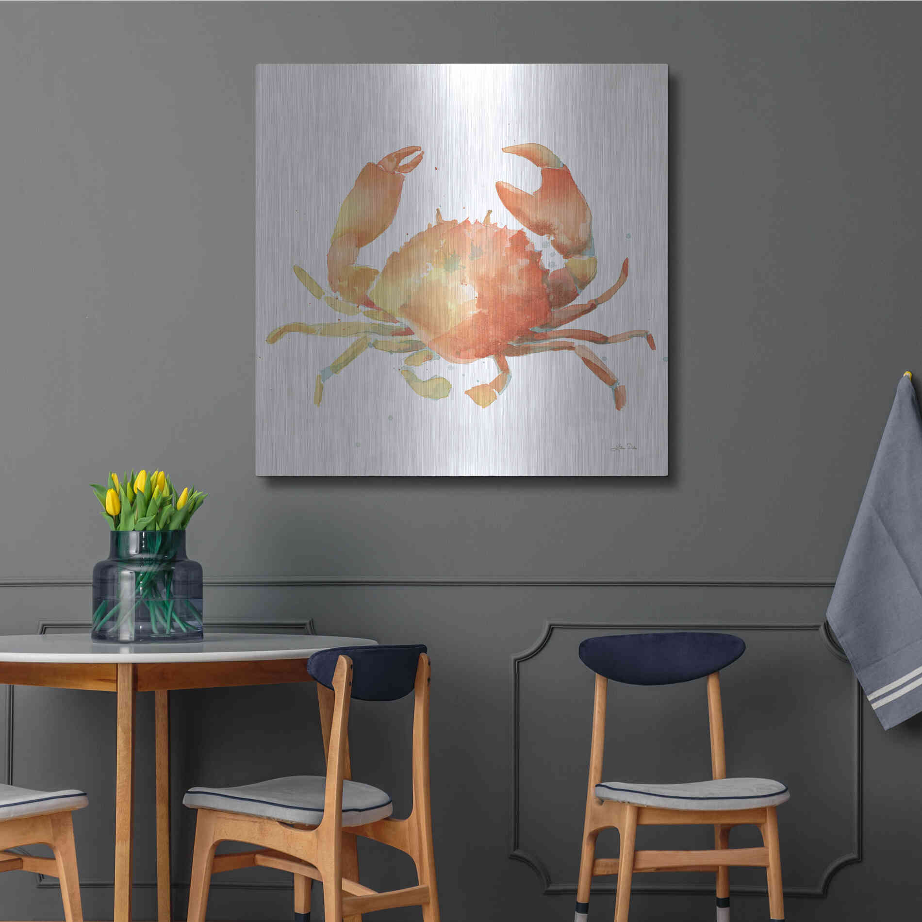 Luxe Metal Art 'Summertime Crab' by Katrina Pete, Metal Wall Art,36x36