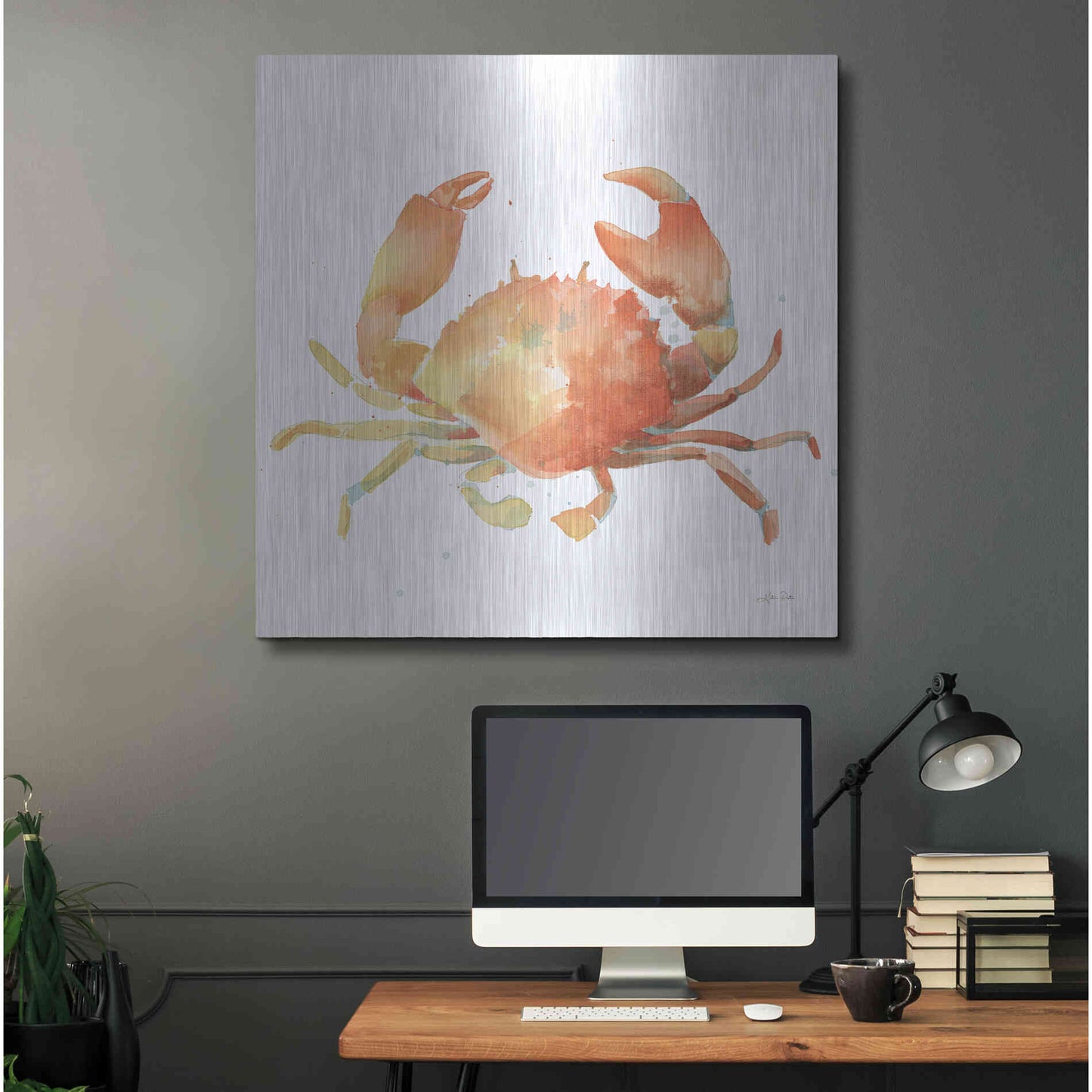 Luxe Metal Art 'Summertime Crab' by Katrina Pete, Metal Wall Art,36x36