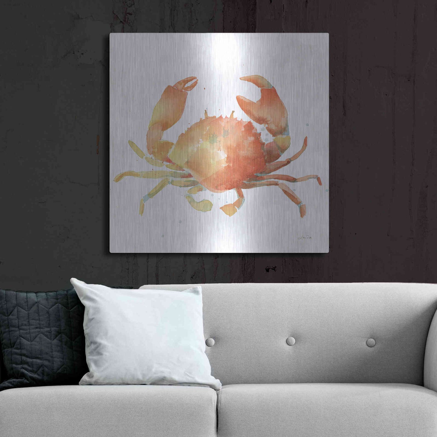 Luxe Metal Art 'Summertime Crab' by Katrina Pete, Metal Wall Art,36x36