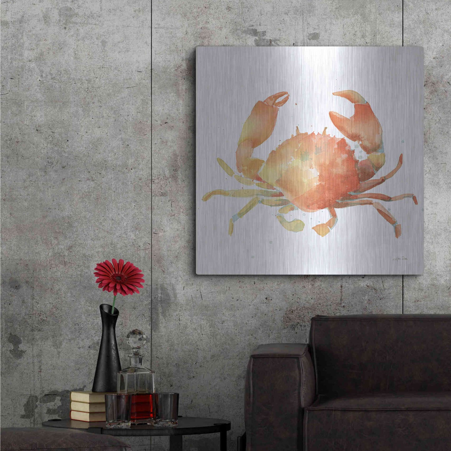 Luxe Metal Art 'Summertime Crab' by Katrina Pete, Metal Wall Art,36x36