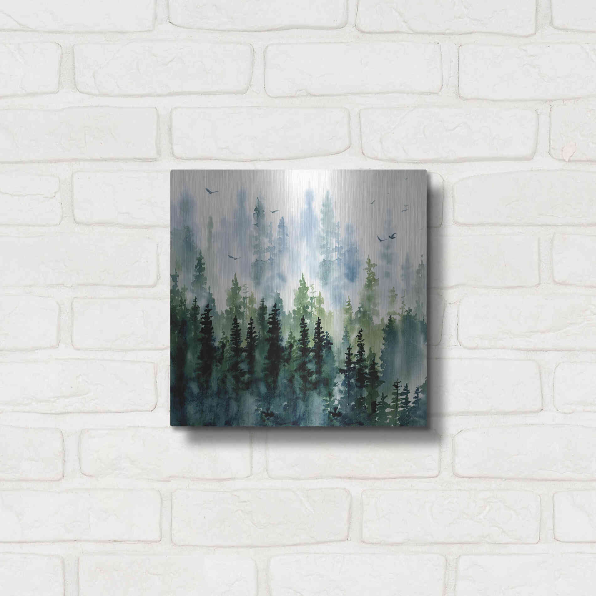 Luxe Metal Art 'Evening Treeline Sq' by Katrina Pete, Metal Wall Art,12x12