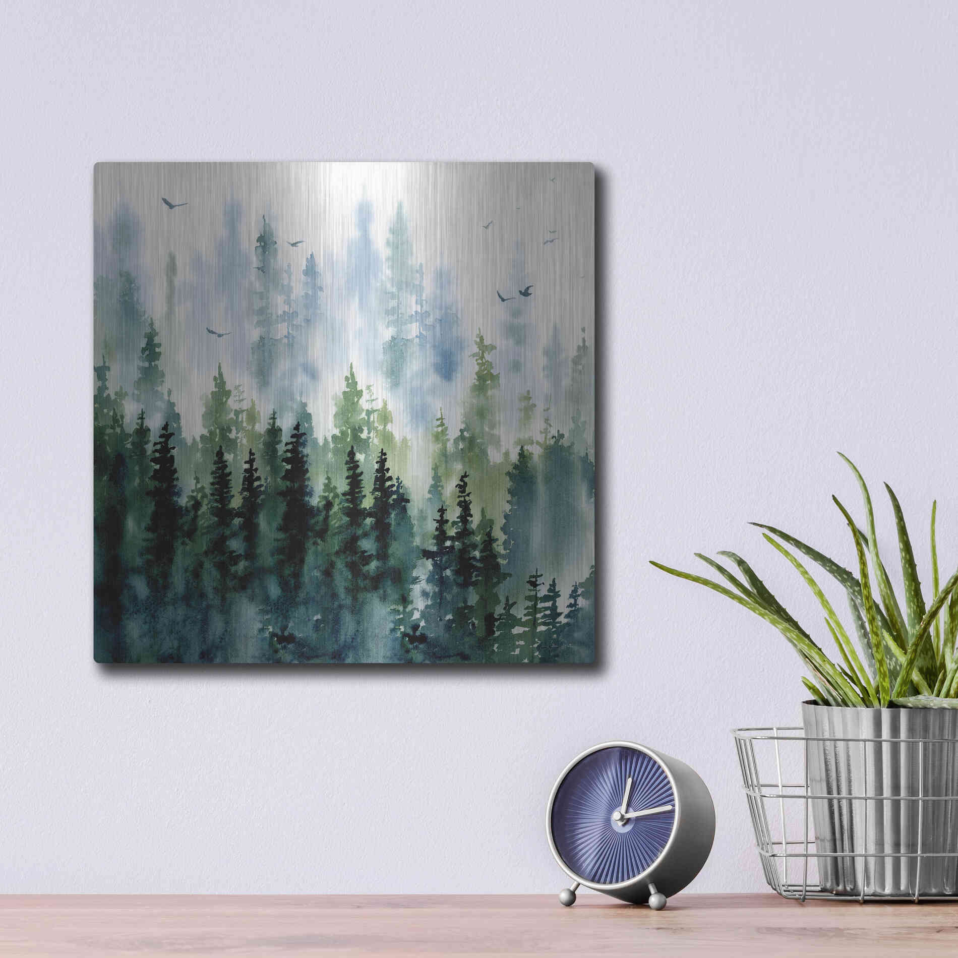 Luxe Metal Art 'Evening Treeline Sq' by Katrina Pete, Metal Wall Art,12x12