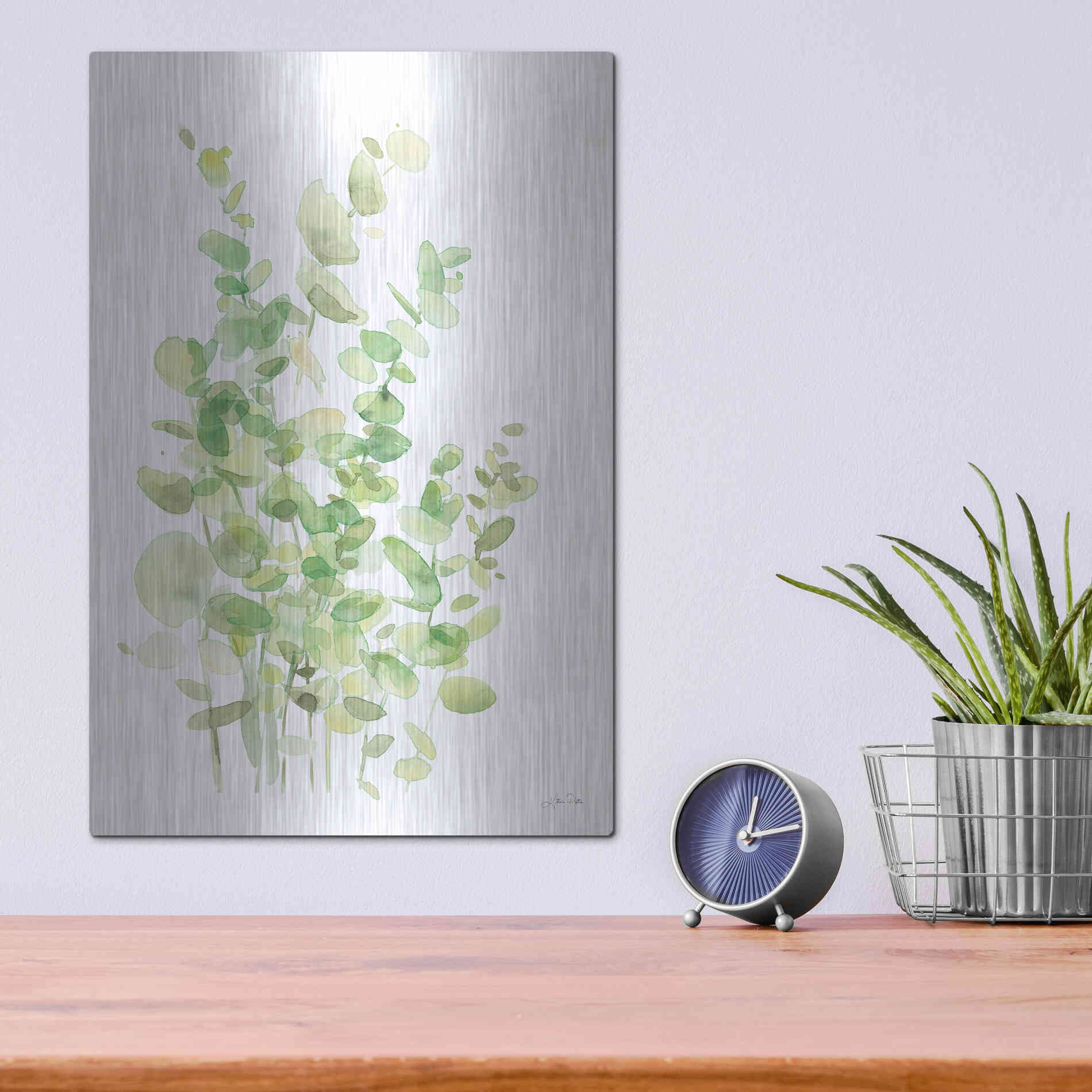 Luxe Metal Art 'Eucalyptus III' by Katrina Pete, Metal Wall Art,12x16