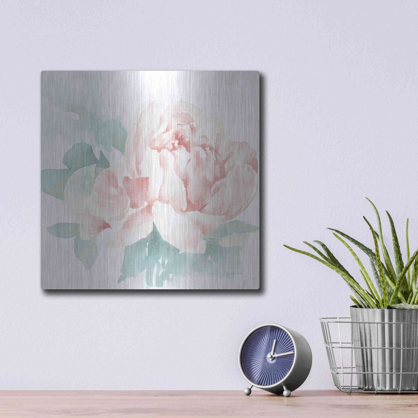 Luxe Metal Art 'Poetic Blooming I Pink' by Katrina Pete, Metal Wall Art,12x12