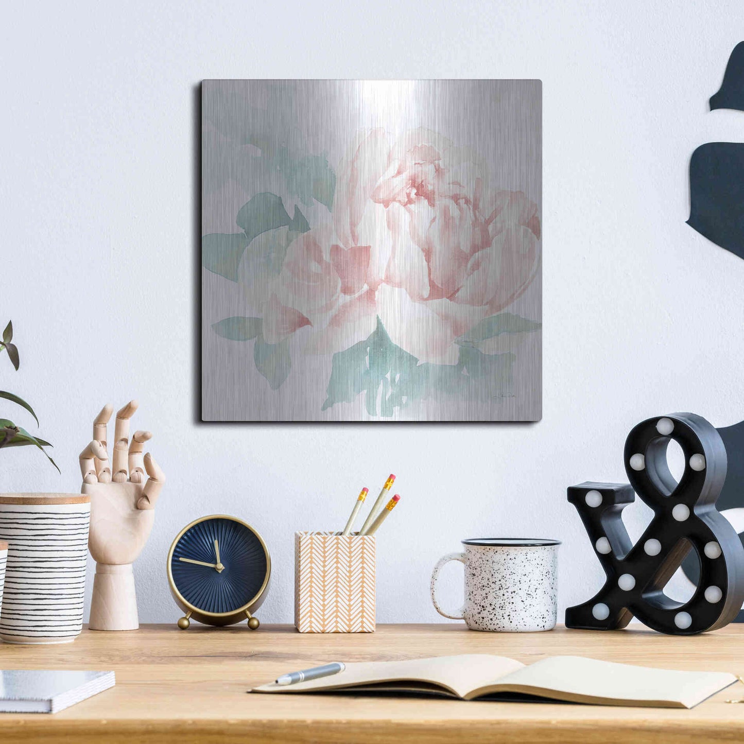 Luxe Metal Art 'Poetic Blooming I Pink' by Katrina Pete, Metal Wall Art,12x12