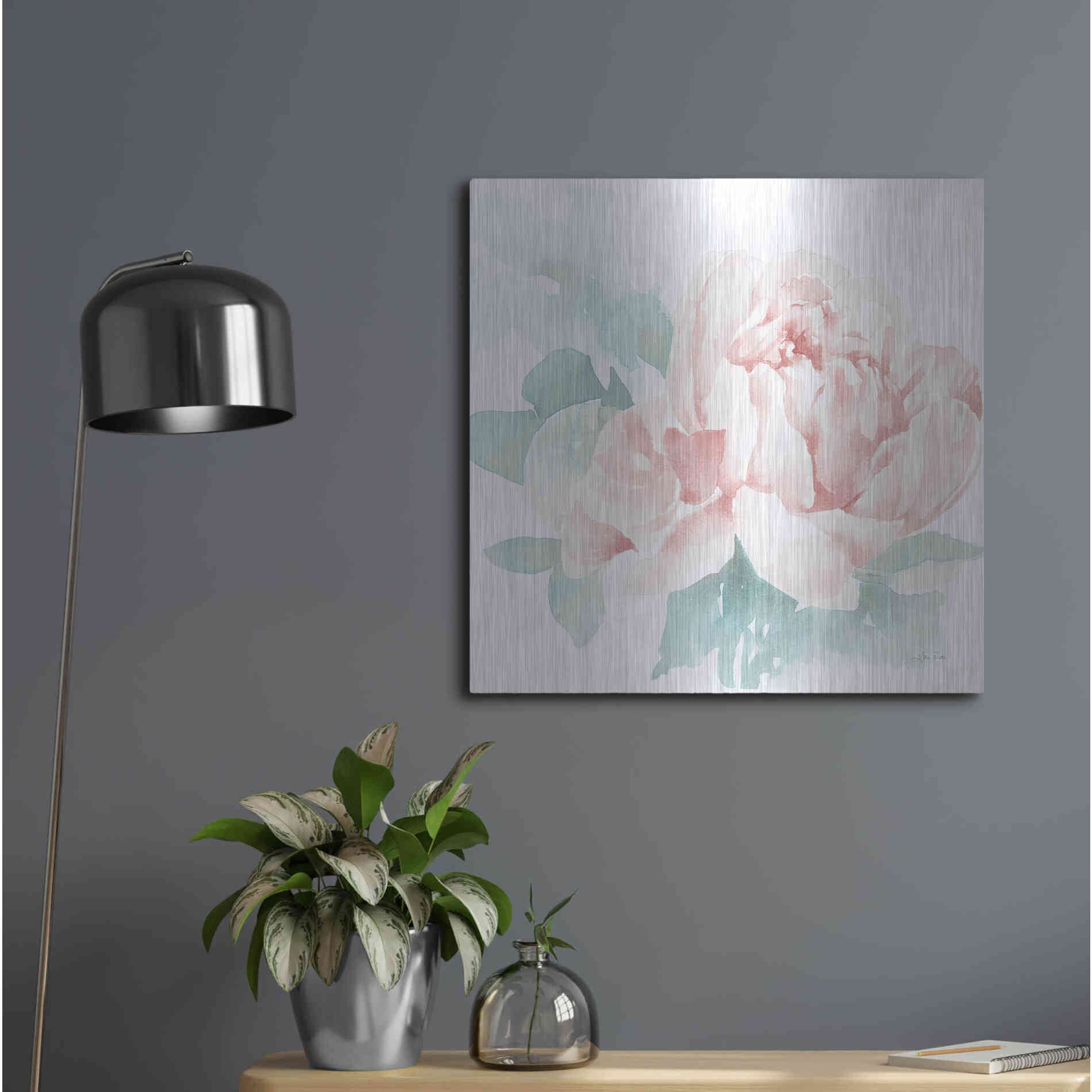 Luxe Metal Art 'Poetic Blooming I Pink' by Katrina Pete, Metal Wall Art,24x24