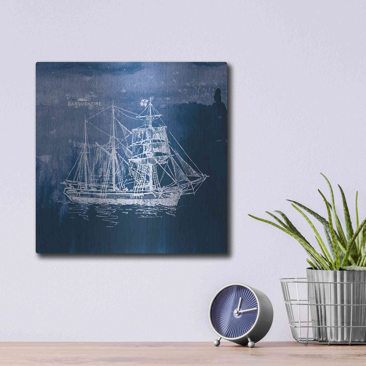 Luxe Metal Art 'Sailing Ships III' by Wild Apple Portfolio, Metal Wall Art,12x12