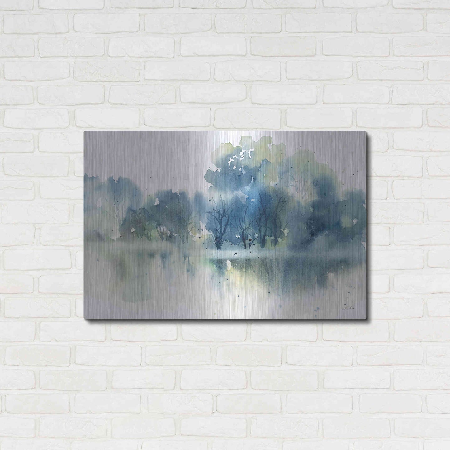 Luxe Metal Art 'Blue Pond Reflections' by Katrina Pete, Metal Wall Art,36x24
