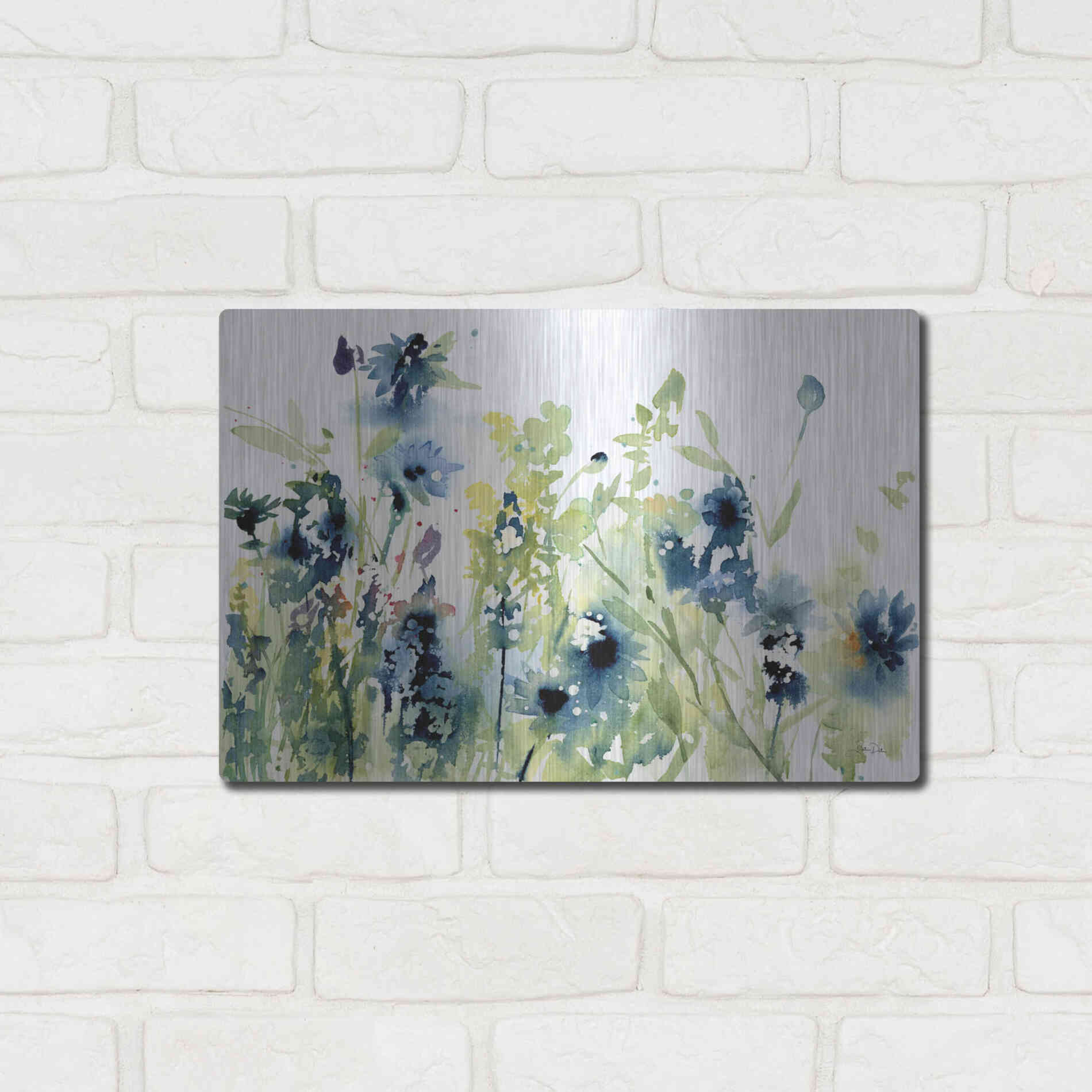 Luxe Metal Art 'Wild Meadow Flowers' by Katrina Pete, Metal Wall Art,16x12