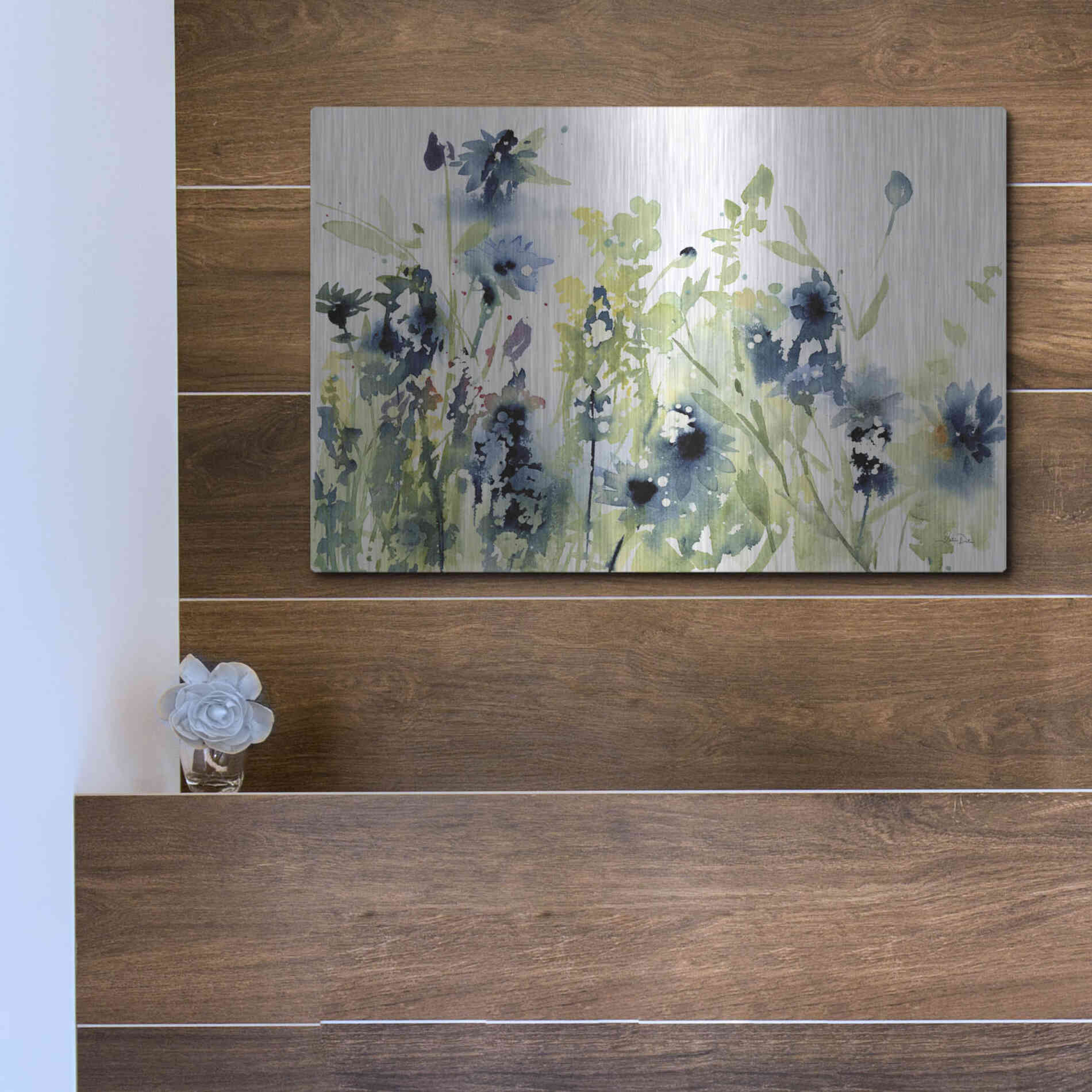 Luxe Metal Art 'Wild Meadow Flowers' by Katrina Pete, Metal Wall Art,16x12