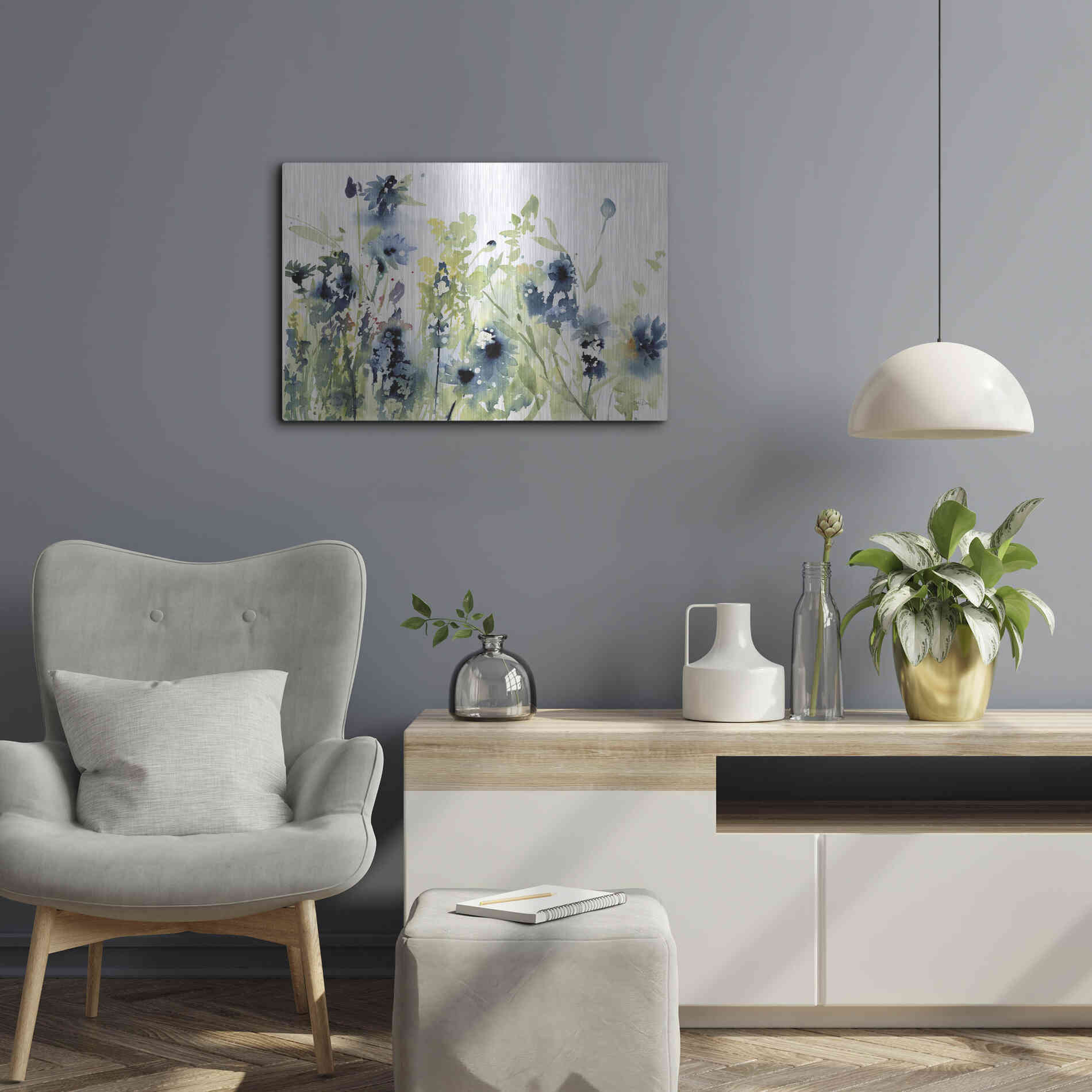 Luxe Metal Art 'Wild Meadow Flowers' by Katrina Pete, Metal Wall Art,24x16