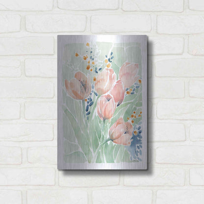 Luxe Metal Art 'Tulip Spray' by Katrina Pete, Metal Wall Art,12x16