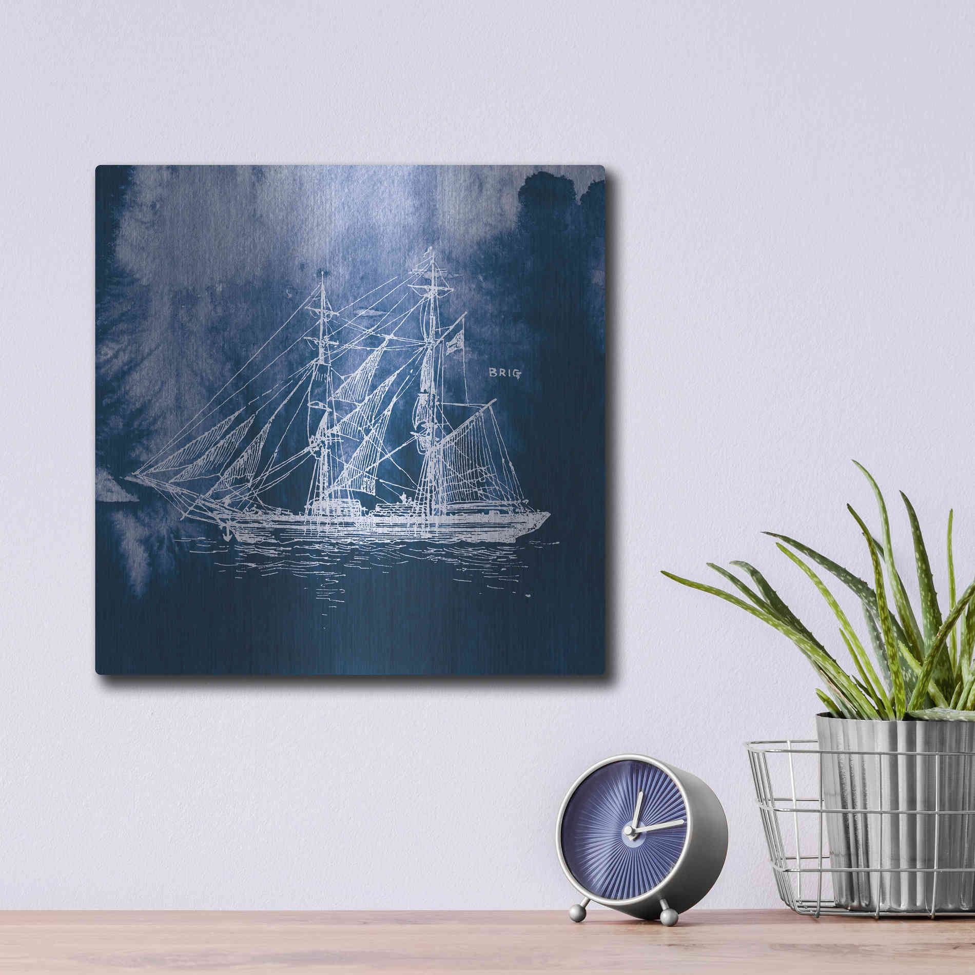 Luxe Metal Art 'Sailing Ships IV' by Wild Apple Portfolio, Metal Wall Art,12x12