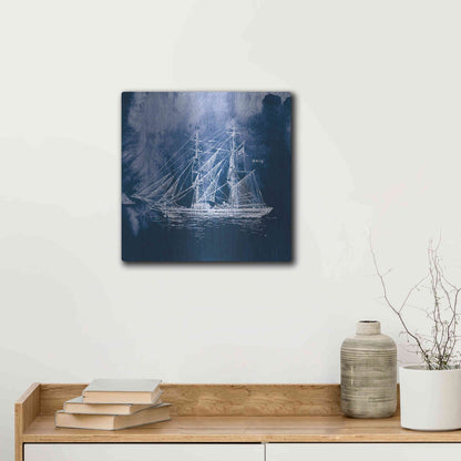 Luxe Metal Art 'Sailing Ships IV' by Wild Apple Portfolio, Metal Wall Art,12x12