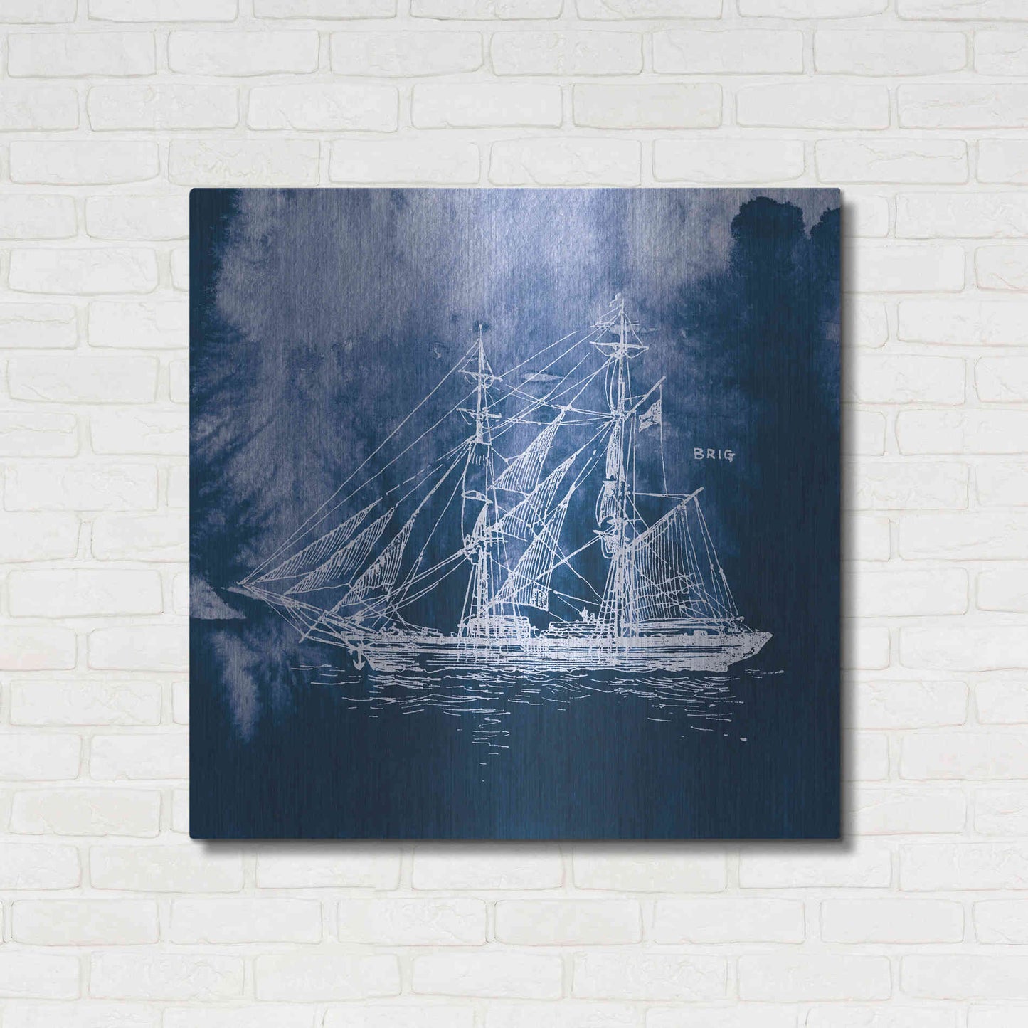 Luxe Metal Art 'Sailing Ships IV' by Wild Apple Portfolio, Metal Wall Art,36x36