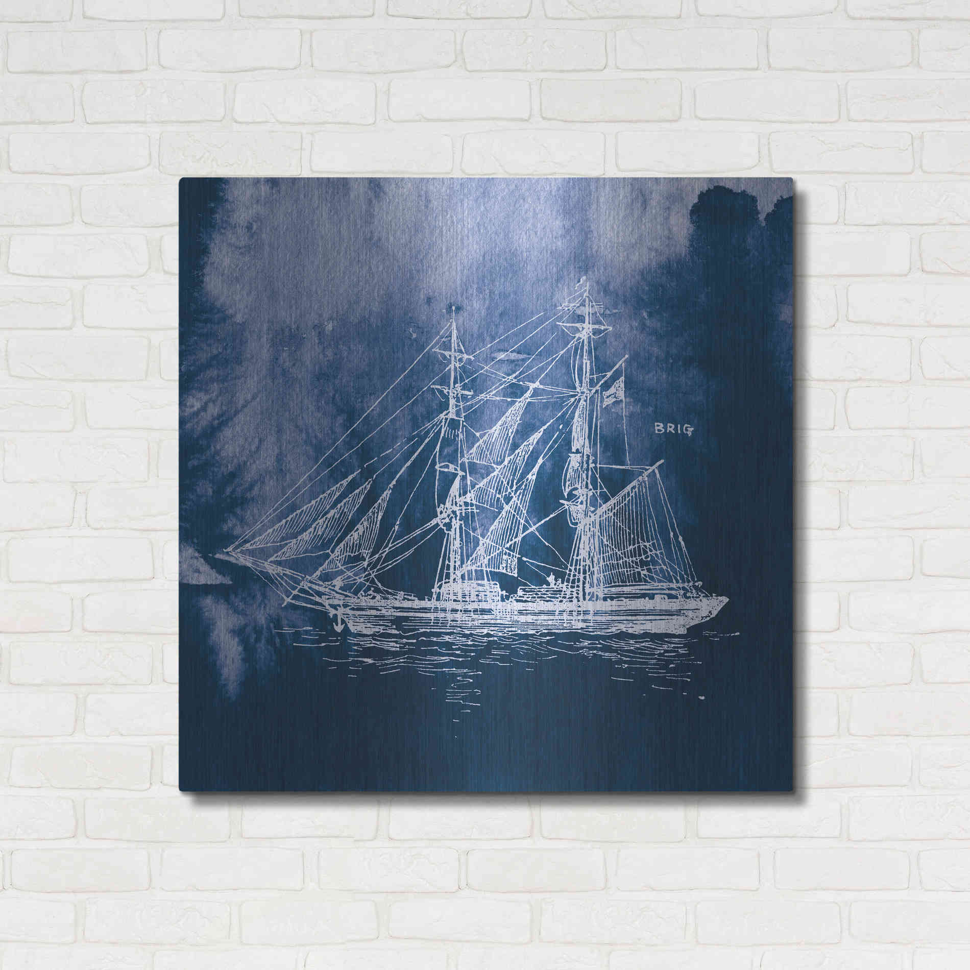 Luxe Metal Art 'Sailing Ships IV' by Wild Apple Portfolio, Metal Wall Art,36x36