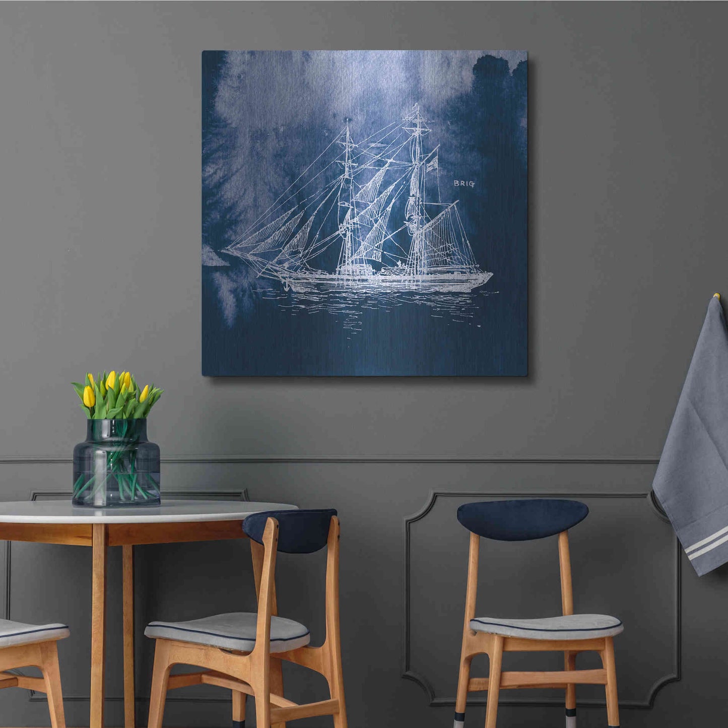 Luxe Metal Art 'Sailing Ships IV' by Wild Apple Portfolio, Metal Wall Art,36x36