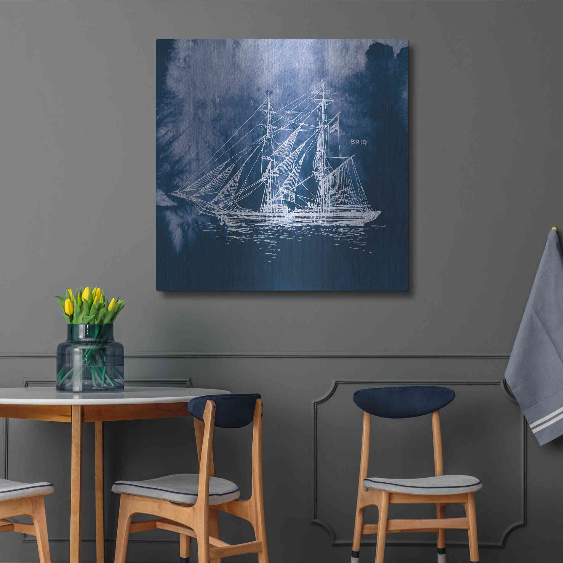 Luxe Metal Art 'Sailing Ships IV' by Wild Apple Portfolio, Metal Wall Art,36x36